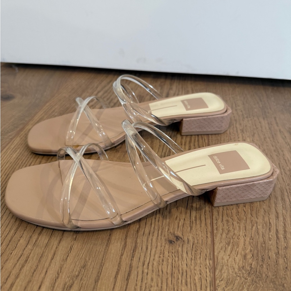 Dolce Vita Nude and Clear Strap Heels